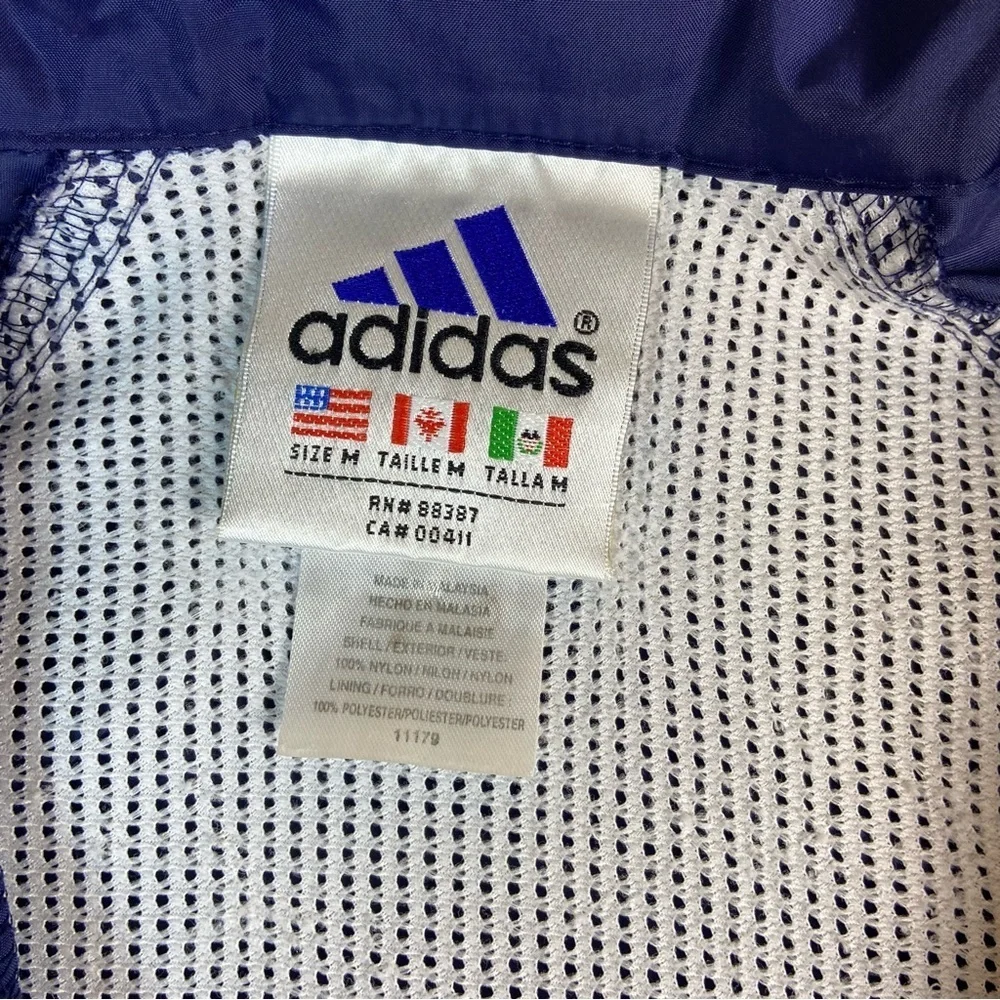 Adidas Blue Windbreaker Jacket Full Zip Mesh Lined Size Youth M